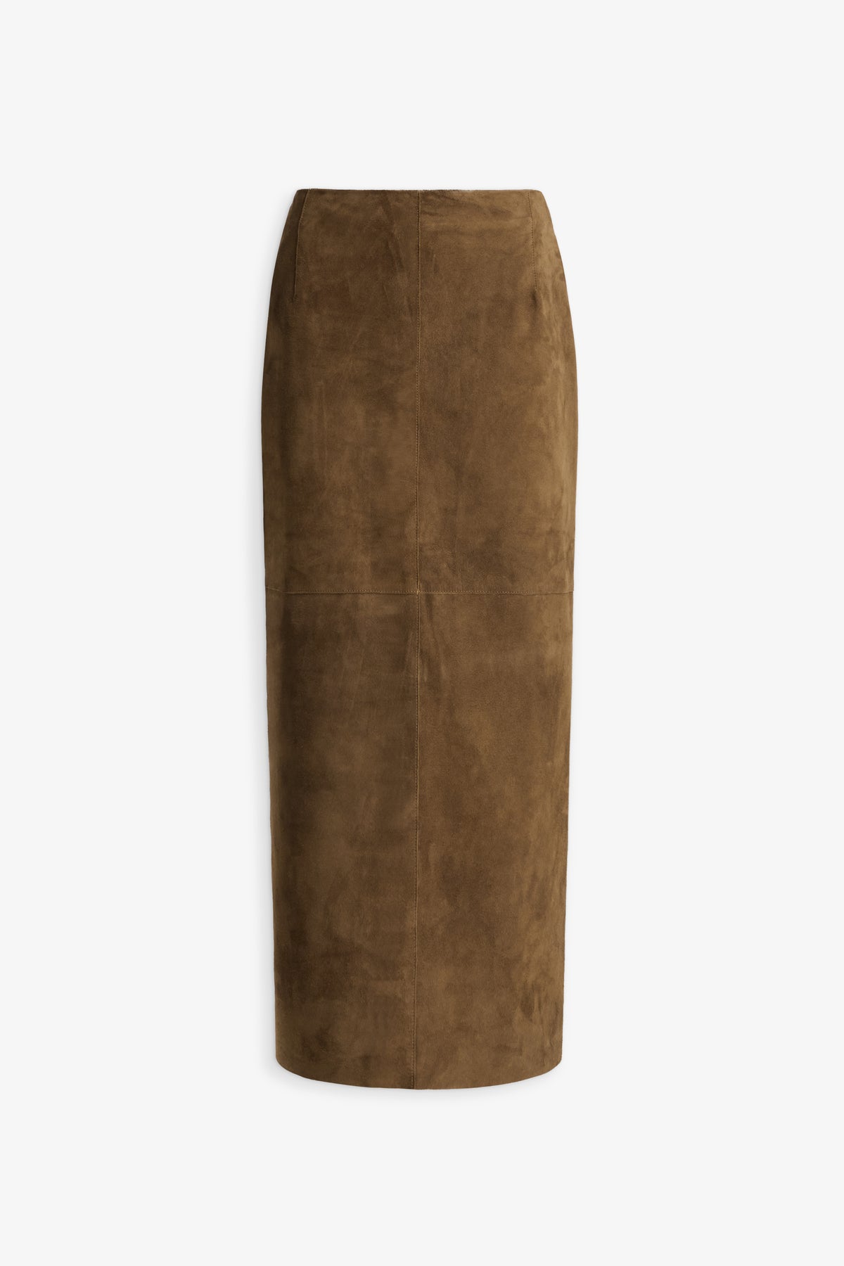 Nour Hammour Selly Fitted Long Suede Skirt Bark - Silhouette