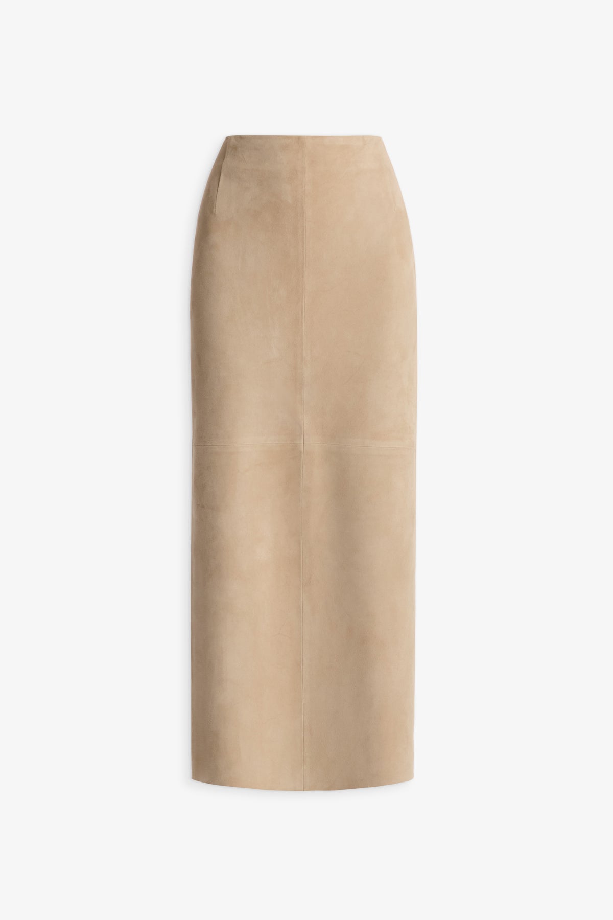 Nour Hammour Selly Fitted Long Suede Skirt Creme - Silhouette