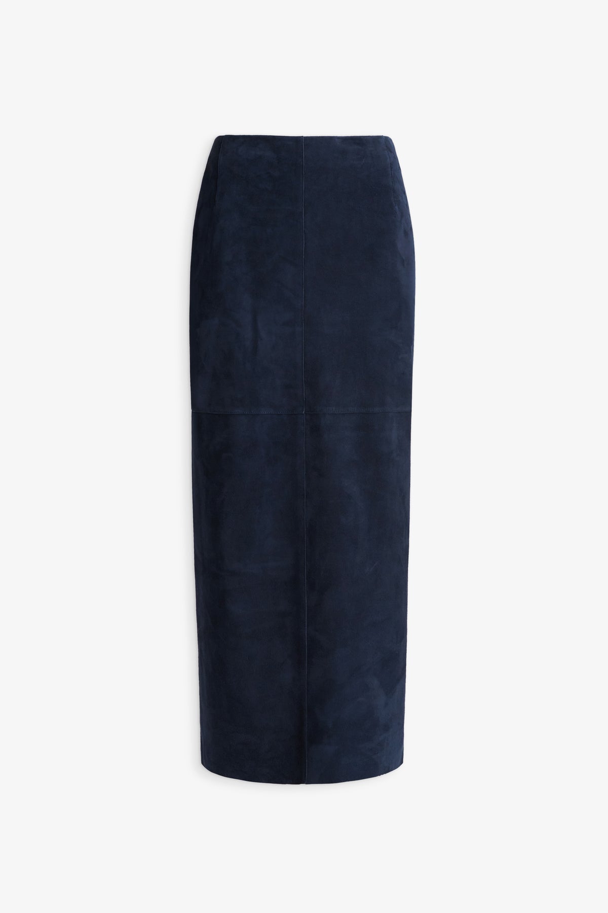 Nour Hammour Selly Fitted Long Suede Skirt Navy - Silhouette