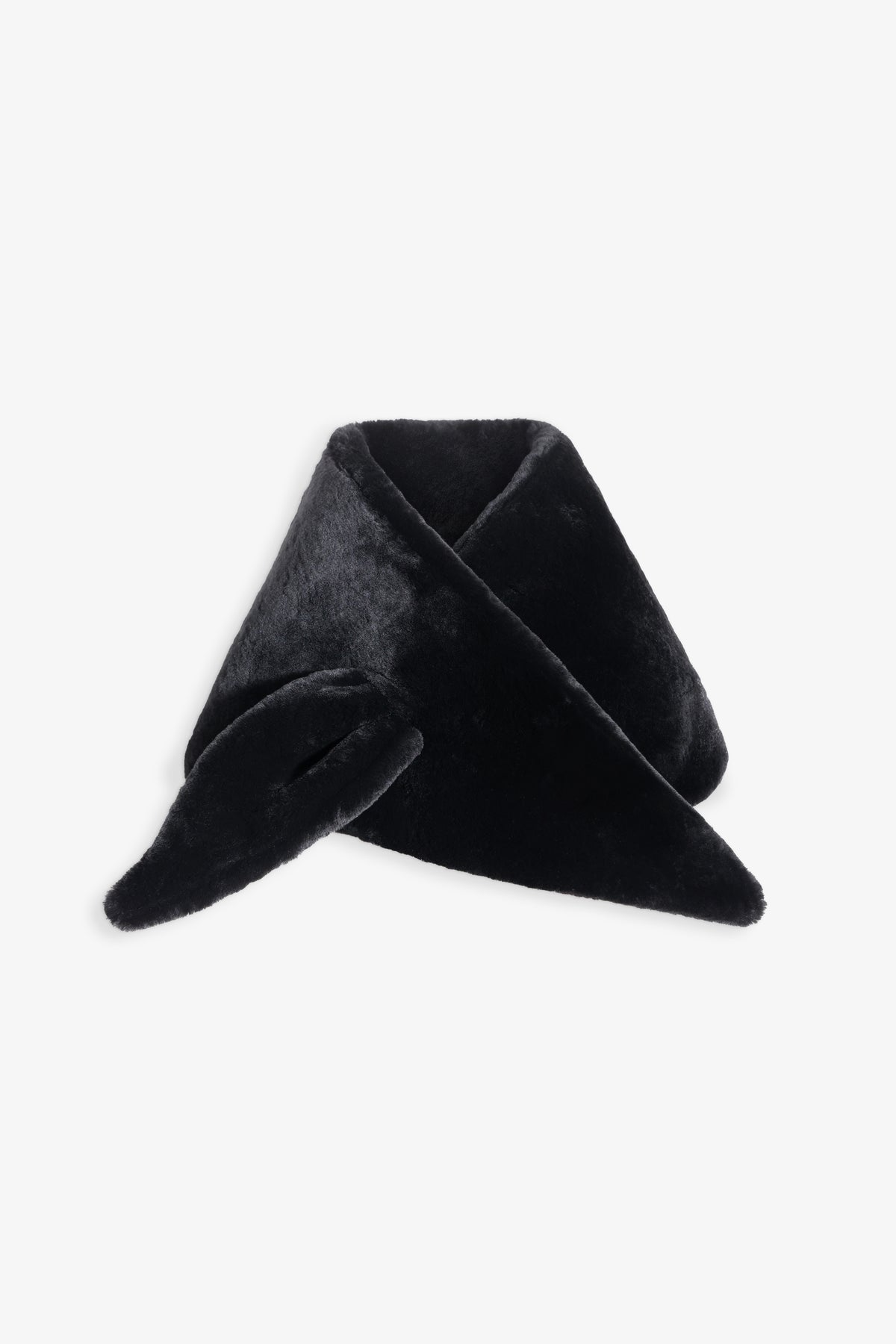 Nour Hammour Sena Shearling Pull Scarf Black Merinos - Silhouette
