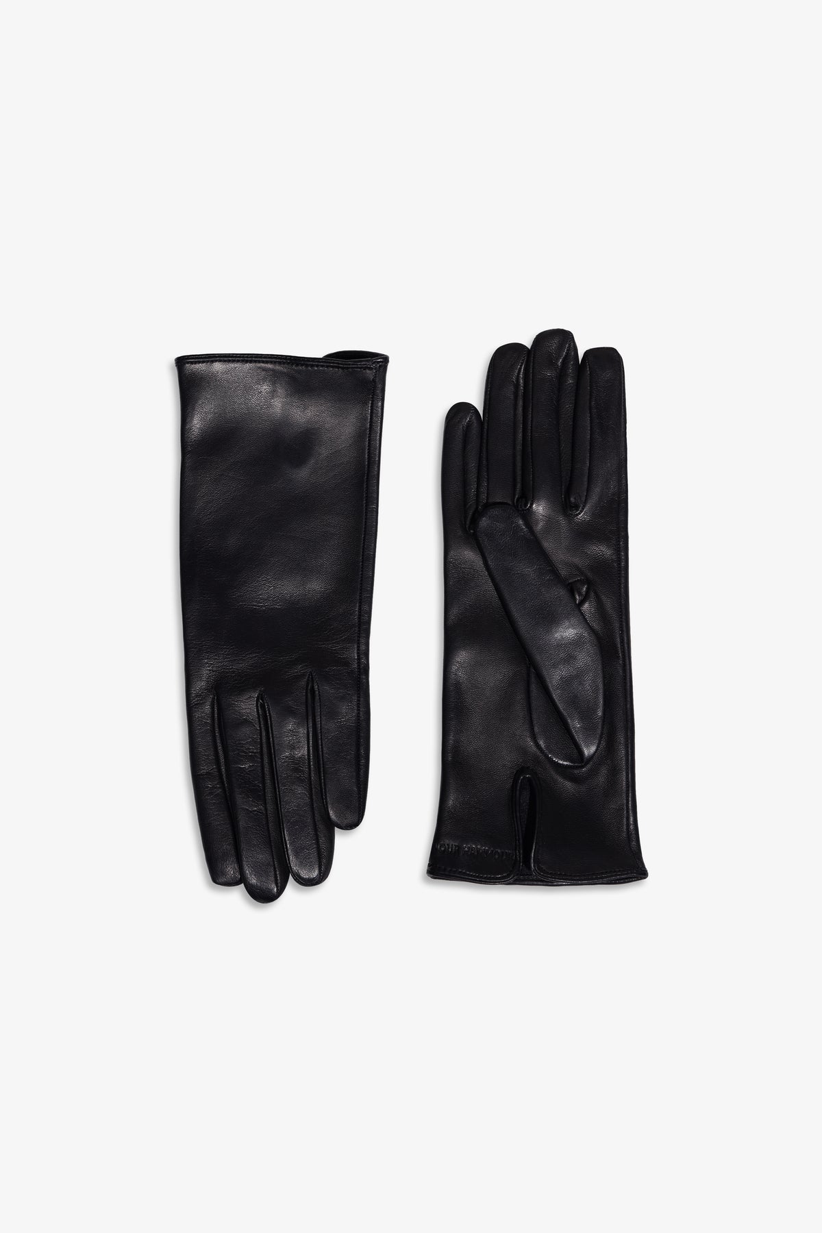 Nour Hammour Wrislet Short Leather Gloves Black - Silhouette