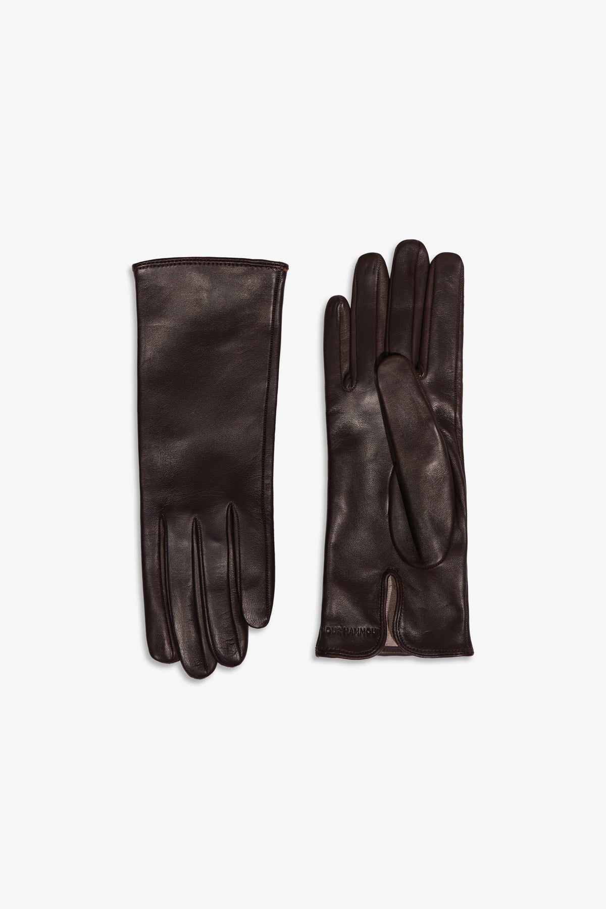 Nour Hammour Wrislet Short Leather Gloves Chocolate - Silhouette