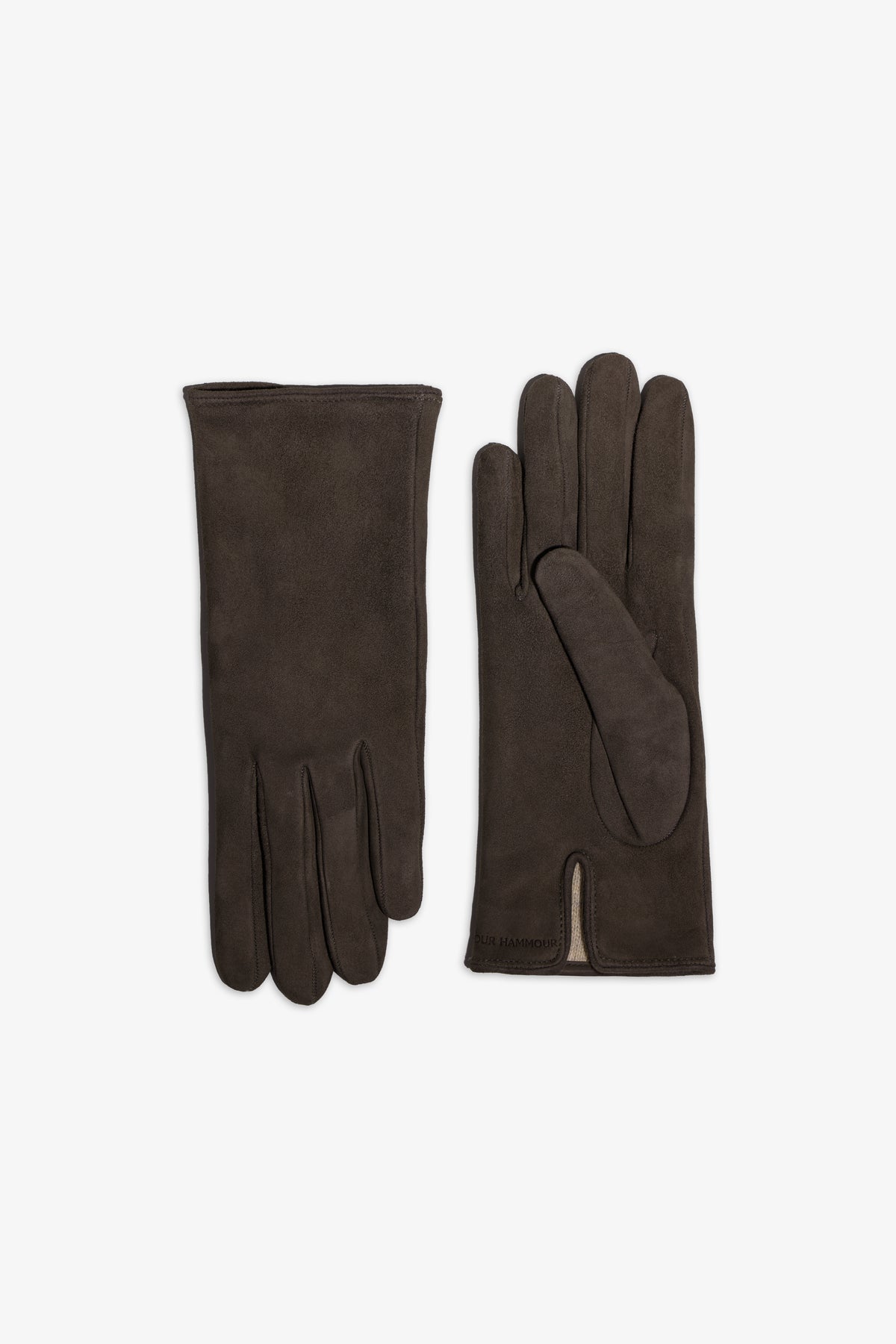 Nour Hammour Short Gloves Suede Chocolate - Silhouette