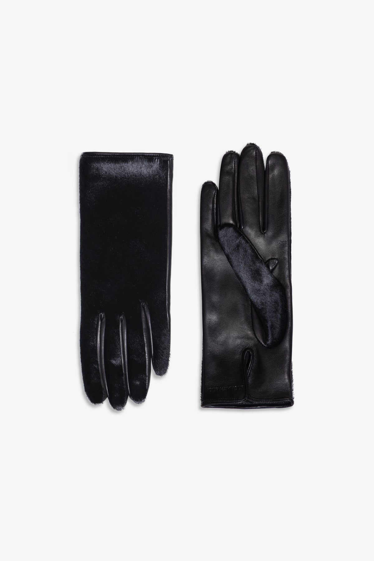 Nour Hammour Wrislet Short Ponyhair Gloves Black - Silhouettes