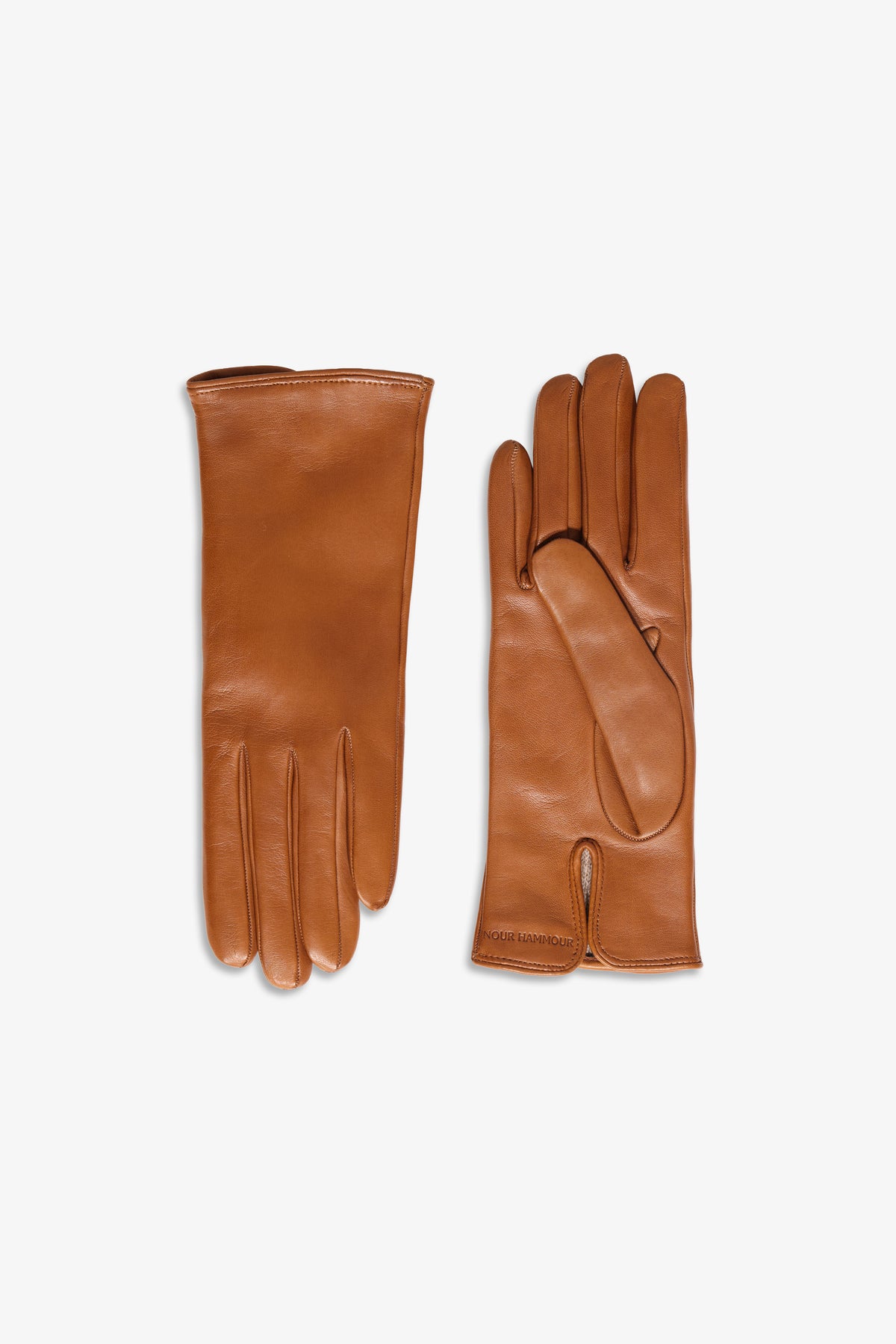 Nour Hammour Wrislet Short Leather Gloves Praline - Silhouette