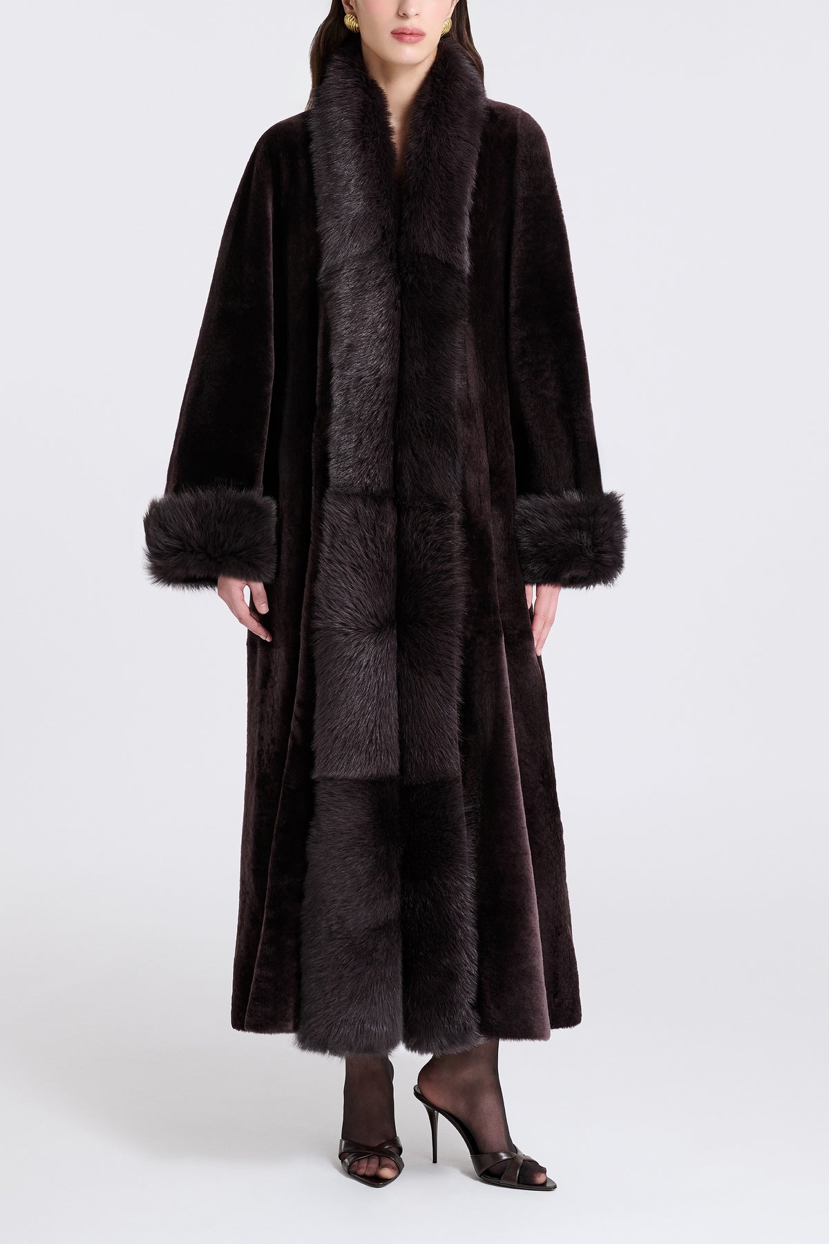 Model is Wearing the Nour Hammour Sima Rich Brown - Front