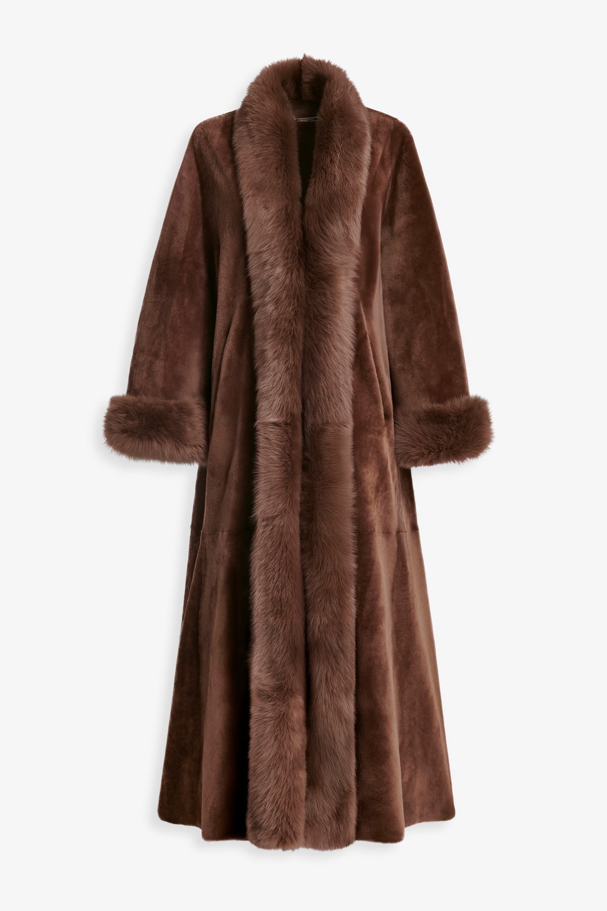 Nour Hammour Matriarch Shearling Swing Coat Toffee - Silhouette