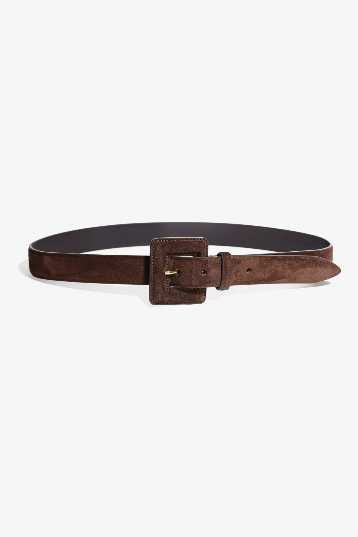 Nour Hammour Soma Covered Square Suede Buckle Belt Brown - Silhouette