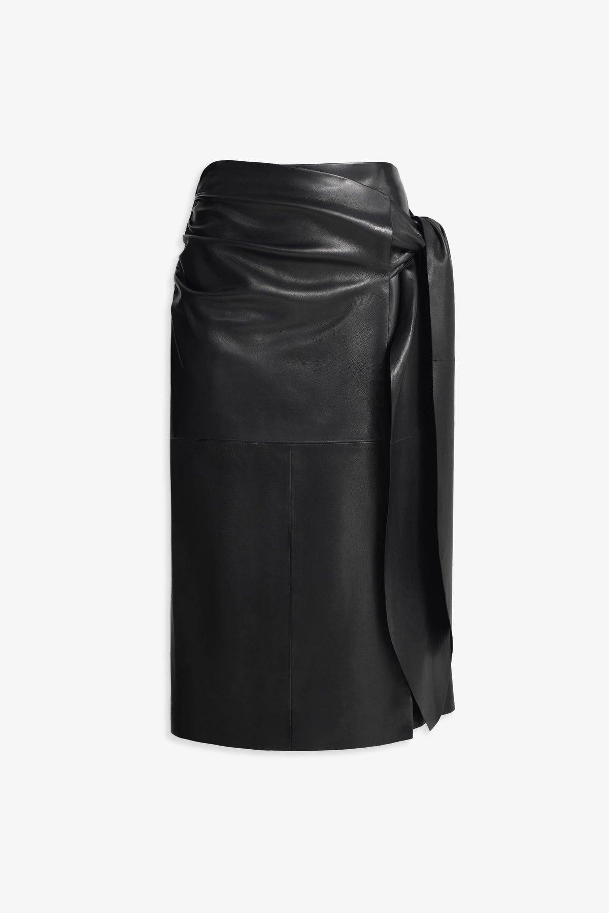 Nour Hammour Viret Foulard Leather Midi Skirt Noir Classique - Silhouette