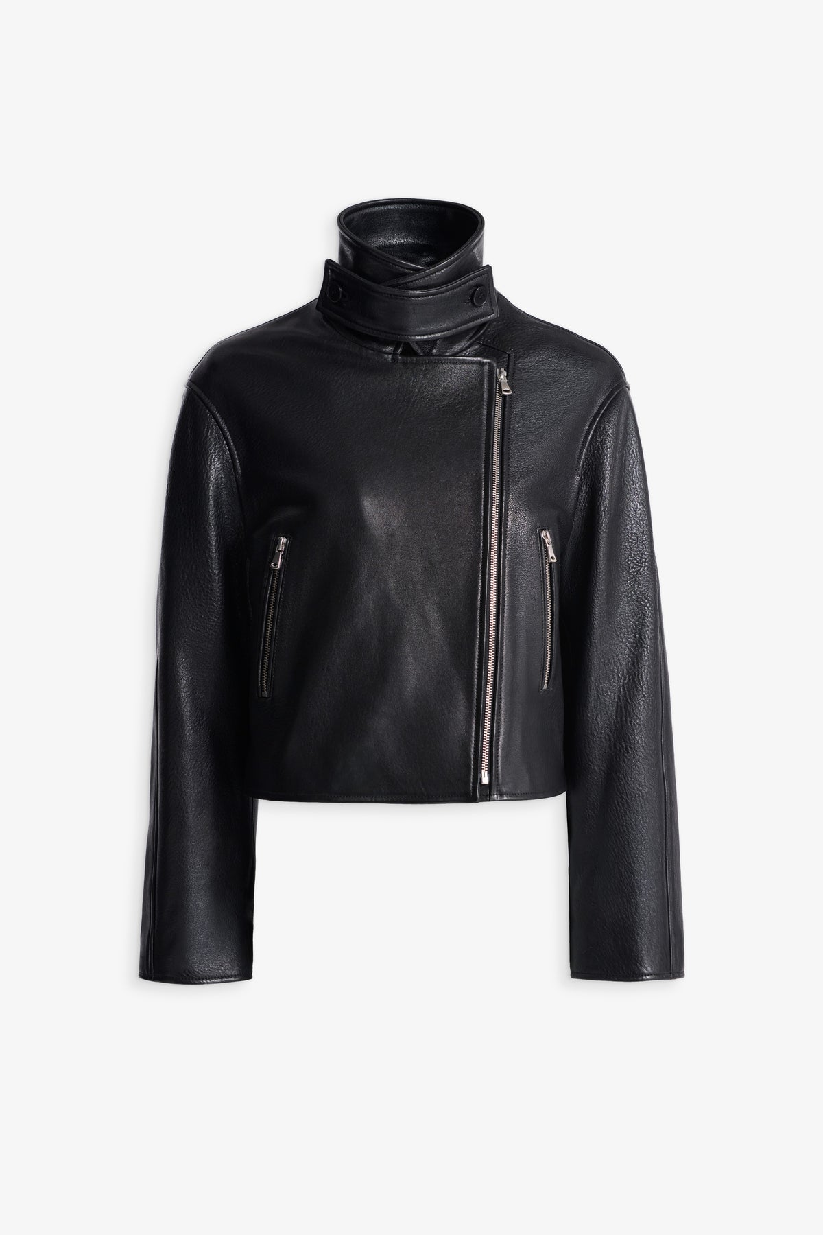 Nour Hammour Varda Leather Biker Jacket Noir Classique - Silhouette