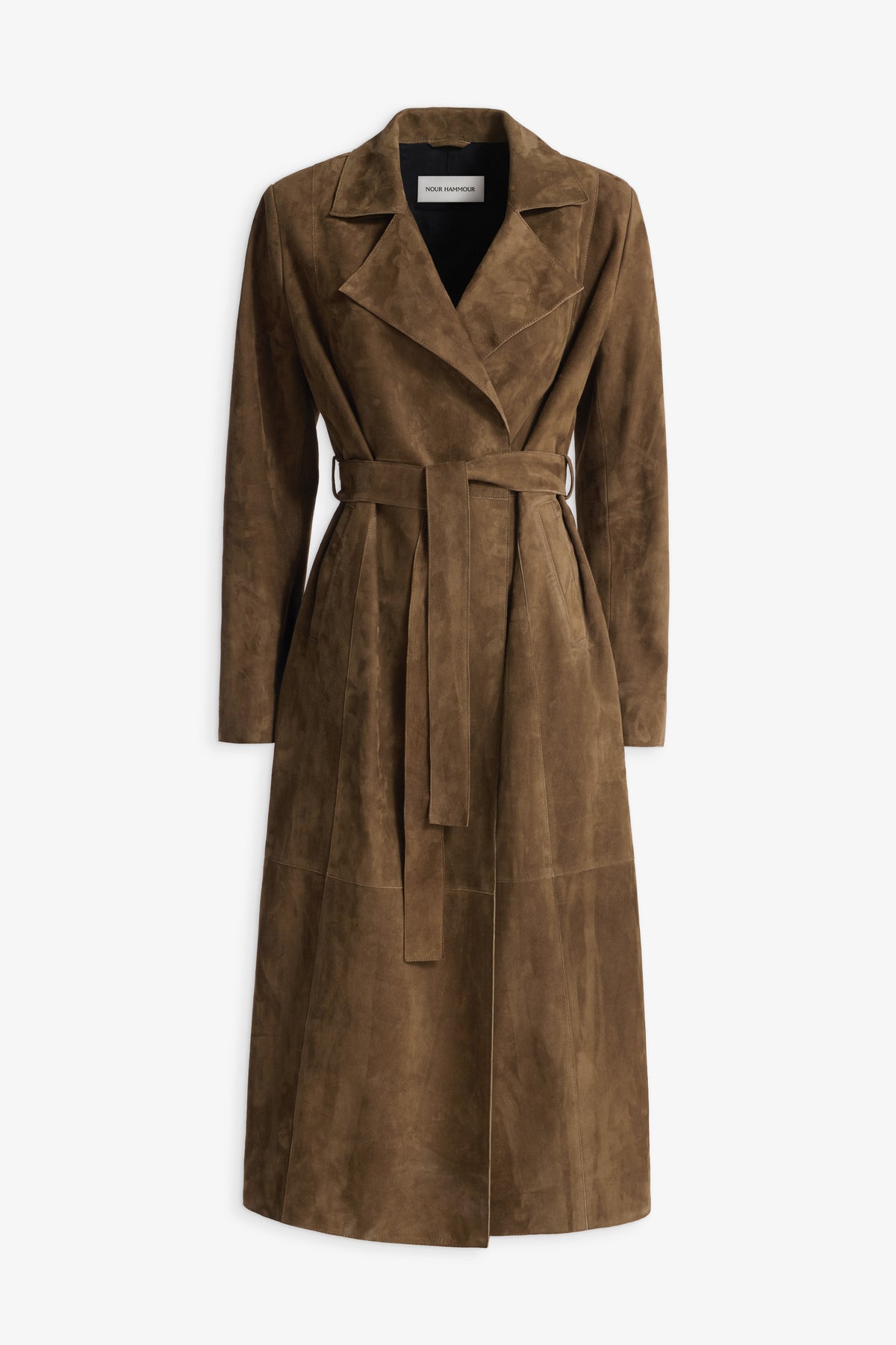 Nour Hammour Winona Lightweight Suede Coat Bark - Silhouette