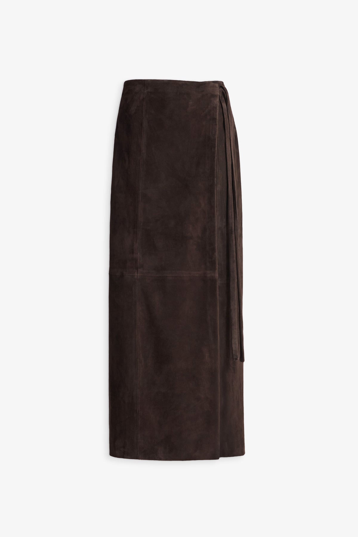 Nour Hammour Wrap Tie Waist Suede Skirt Mocha - Silhouette