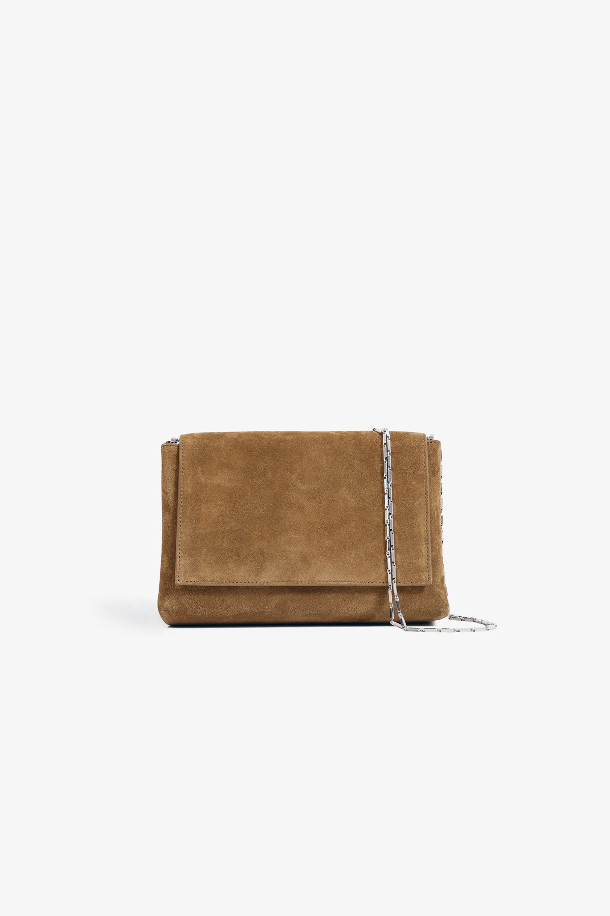 Nour Hammour Zeina Jewelry Chain Bag Toffee Suede - Silhouette