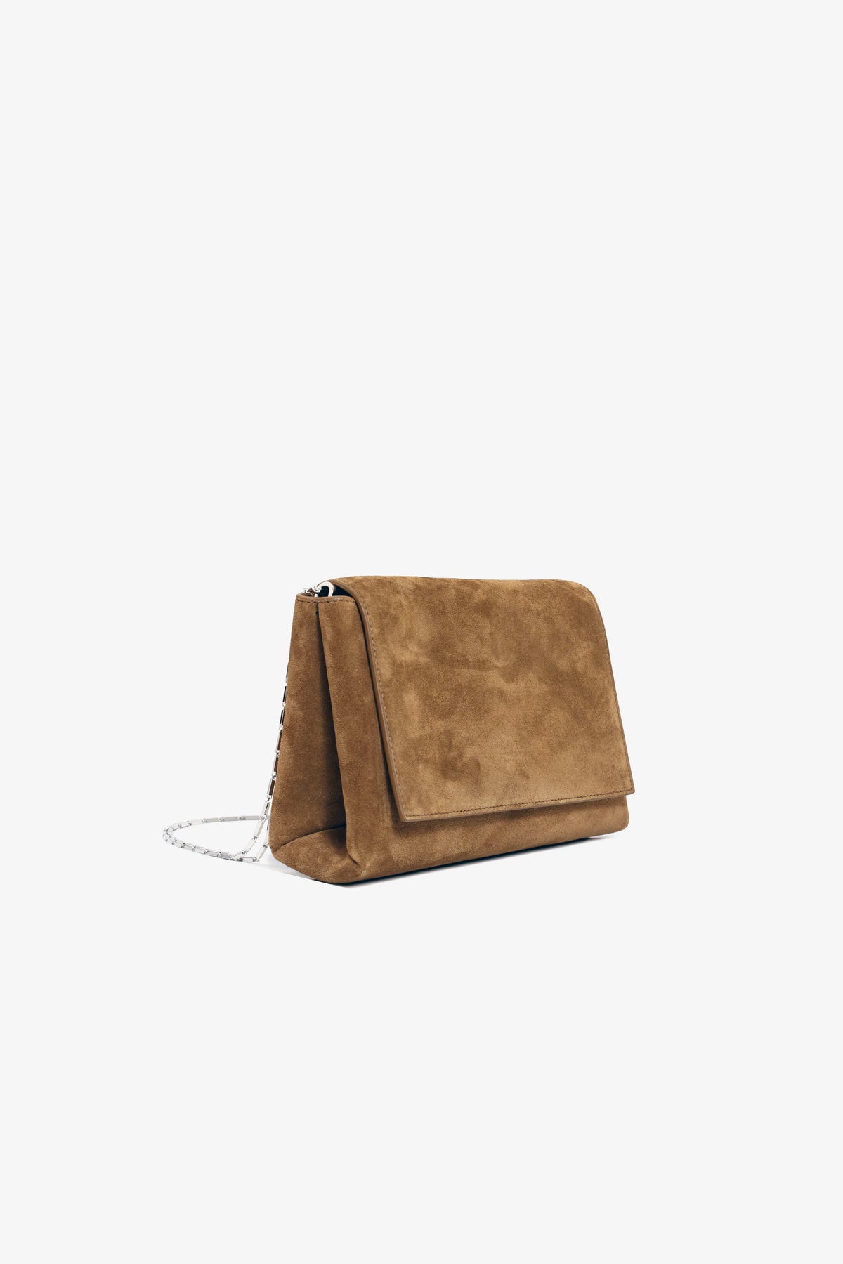 Nour Hammour Zeina Jewelry Chain Bag Toffee Suede - Three Quarters