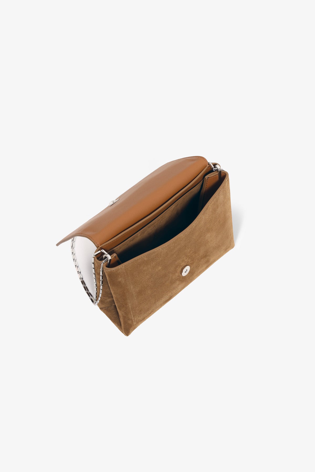Nour Hammour Zeina Jewelry Chain Bag Toffee Suede - Open