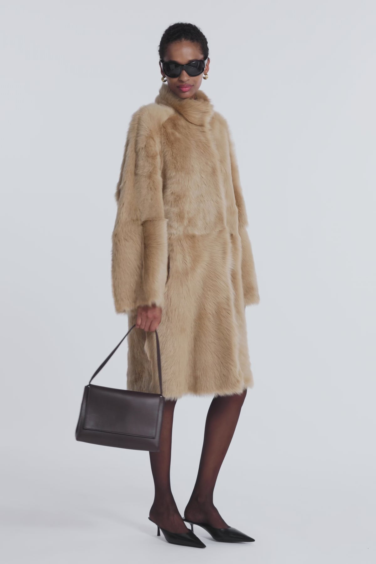 Model is Wearing Nour Hammour Amal Small Everyday Bag Aubergine - Video