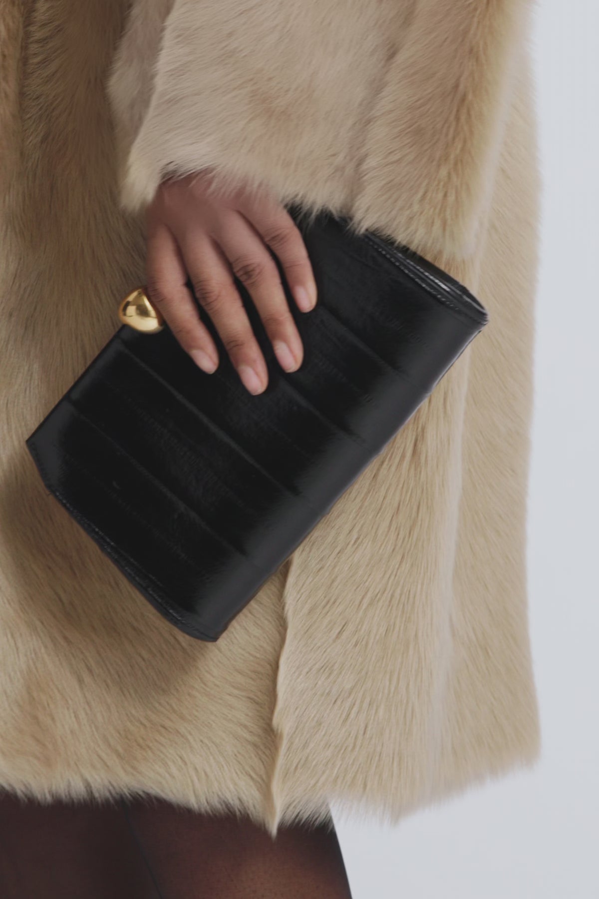 Nour Hammour Lou Jewelry Eel Leather Clutch Glossy Black Eel - Video