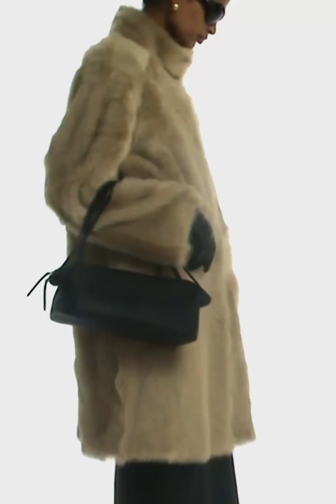Model is Wearing Nour Hammour Kenza Bowling Bag Black - Video