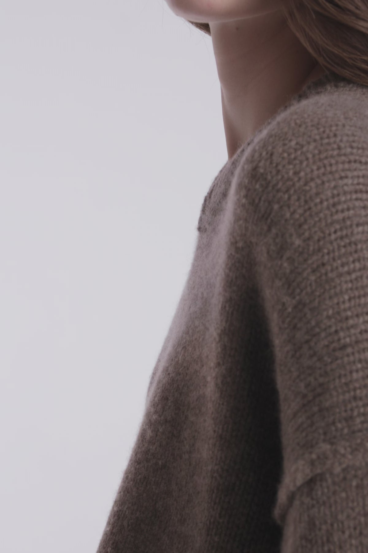 Model is Wearing Nour Hammour Jude  High V-Neck Cashmere Sweater Mink - Video